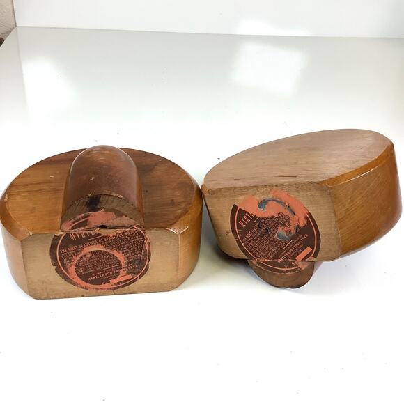 Vtg 1970s Oregon Myrtlewood Products Mid Century Modern BookEnds MCM Art Deco - Picture 5 of 7